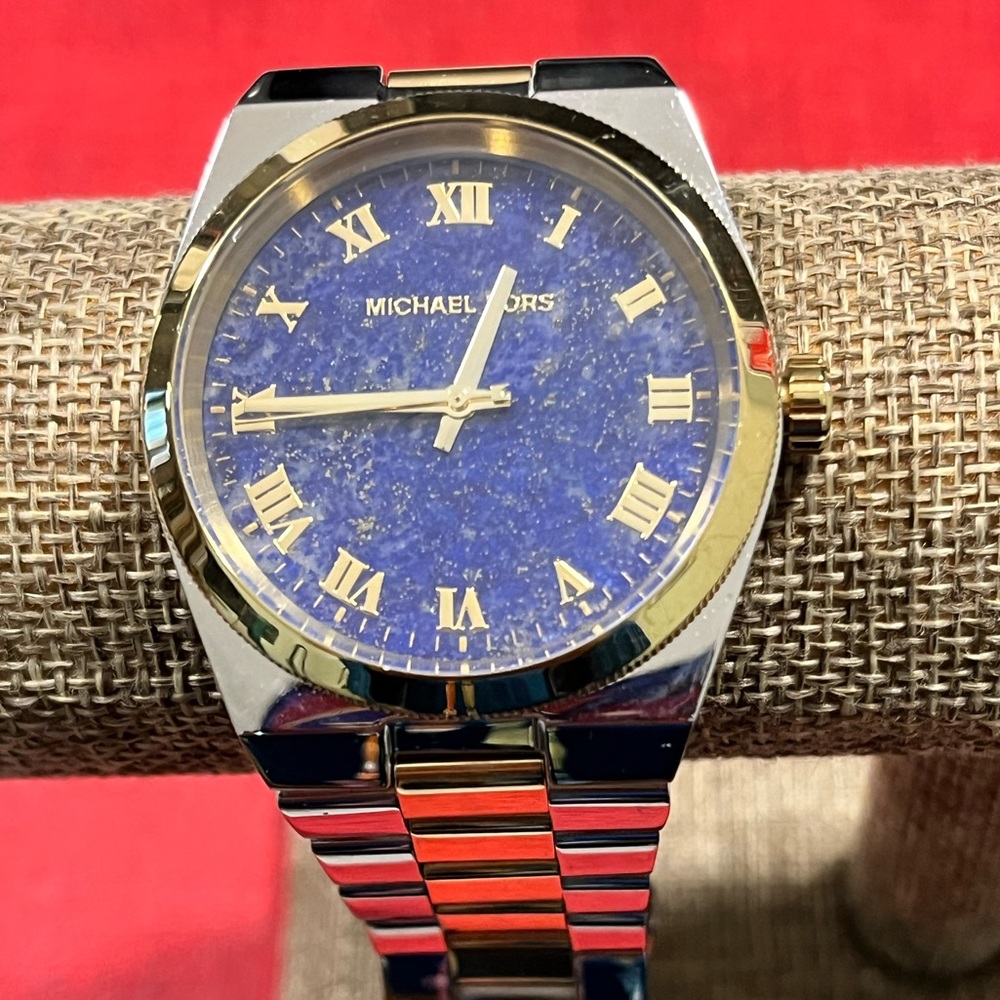 MICHAEL KORS BLUE ‘CHANNING’ PRE-LOVED AUTHENTIC GENUINE LAPIS FACE DESIGN WATCH